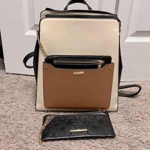 Aldo Backpack/handbag & Wallet Cream/Black/Tan